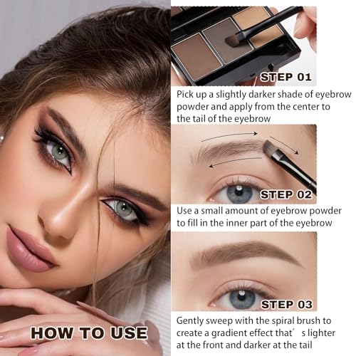 3-Color Waterproof Eyebrow Powder Palette with Mirror & Brush