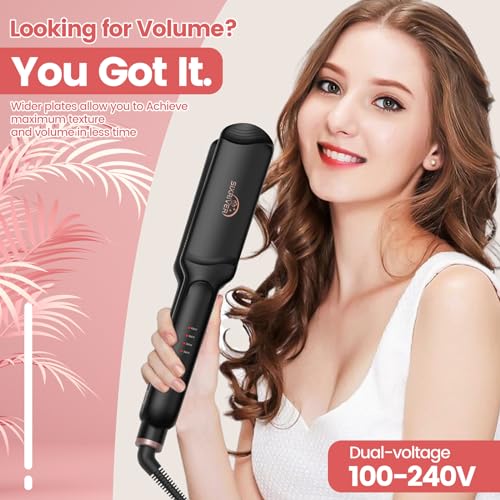 Sixriver Rose Gold 4-in-1 Ceramic Hair Crimper & Flat Iron with Multiple Plates