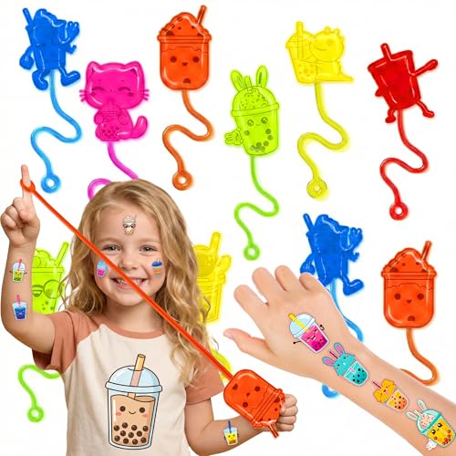 48pc Boba Party Favors Set - Stick Hands & Temporary Tattoos
