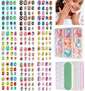 ABOLINE 229Pcs Nail Kit: 216 Short Press-On Nails with Glue & 9 Nail Tabs, Fruit Style for Girls