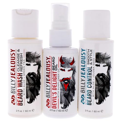 Billy Jealousy Beard Care Kits ? Travel-Friendly Gifts for Men ? Beard Wash, Leave-In Conditioner and Beard Oil to Cleanse, Nourish, Soften & Strengthen Facial Hair ? Helps Soothe and Hydrate Skin
