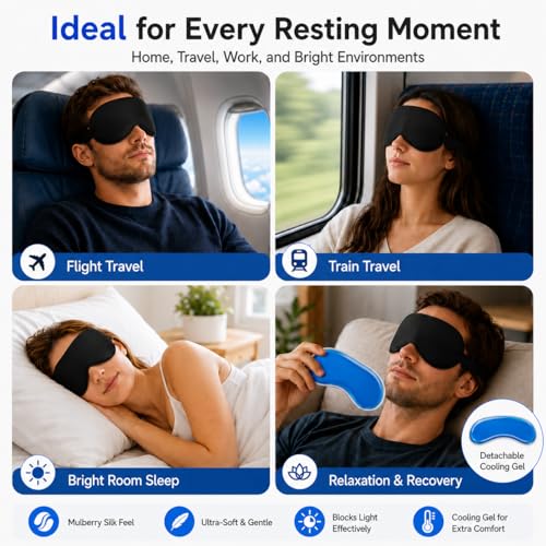 Cooling Sleep Mask with Mulberry Silk & Gel Pack
