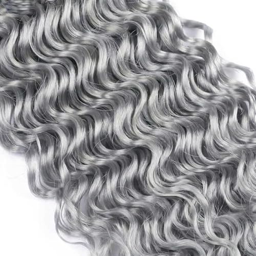 Grey Deep Wave Human Hair 3 Bundles 30-34 Inch
