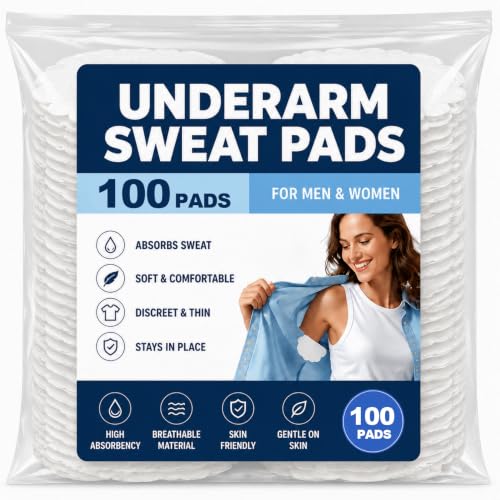 100 Pack Disposable Underarm Sweat Pads - Comfortable & Absorbent