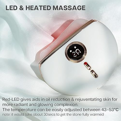 VRAIKO Alpenglow Electric Gua Sha Device, Rose Quartz Gua Sha Facial Tools with Heat and Vibration, Gua Sha Face Massager for Lymphatic Drainage, Lift, Puffiness, Rejuvenation Natural Glow (White)
