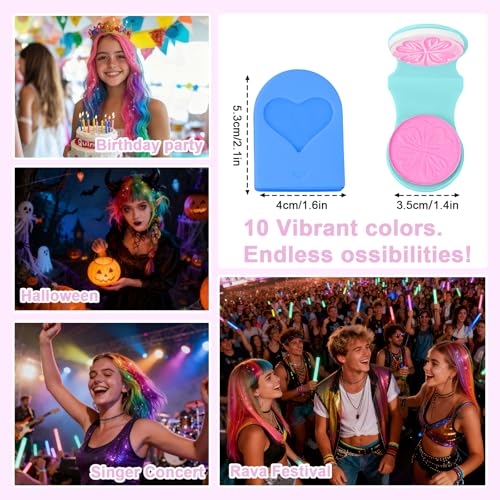 8 Colors Temporary Hair Chalk for Kids - Washable & UV Reactive