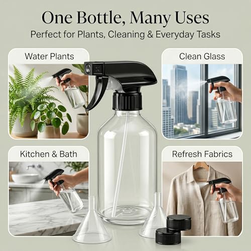 10 oz Plastic Spray Bottles 2-Pack - Leakproof, Adjustable Nozzle for Cleaning, Plants, Pet Care