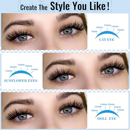KevKev Lash Clusters 144 Pcs DIY Eyelash Extensions 8-18mm