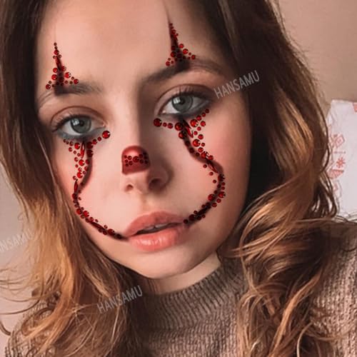 Halloween Face Gems Tattoos - Crystal Rhinestone Stickers (2 Pack)
