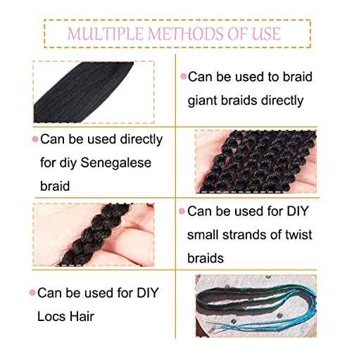 Blue Braiding Hair Pre Stretched 30 Inches Easy Braiding Hair Yaki Texture 8 Packs/Lot Braid Hot Water Setting Professional Synthetic Braiding Hair Extensions (3pcs,30",#Blue)