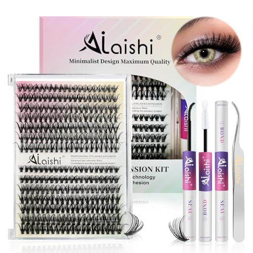 DIY Cluster Lash Extensions Kit - 280pcs 9-16mm D Curl with Bond & Seal