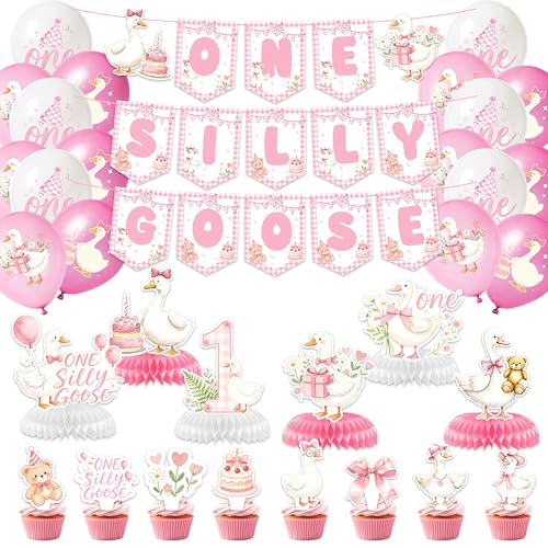 One Silly Goose 1st Birthday Decoration Set - 49 Pieces