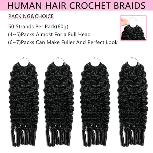RUI MEI SI 20 Inch Burmese Curly Human Hair Extensions 60g Pre-Separated Knotless Crochet Black