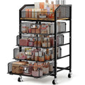SUNALLY Black 5-Tier Rolling Makeup Cart with Drawers and Lockable Wheels