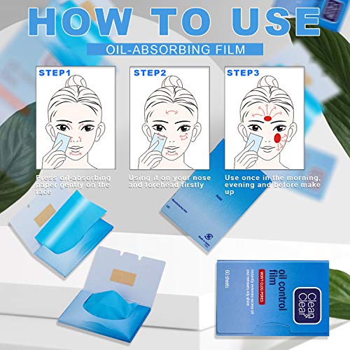 Oil Control Film Replacment for Clean & Clear Oil-Absorbing Sheets,6pk(total 360 sheets) Oil Blotting Sheets for Face,9% Larger,Makeup Friendly High-performance Handy Face Blotting Paper for Oily Skin