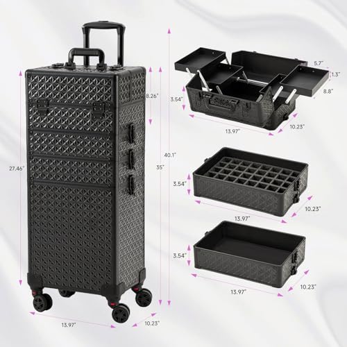 Professional Rolling Makeup Case with Wheels - Beauty Trolley
