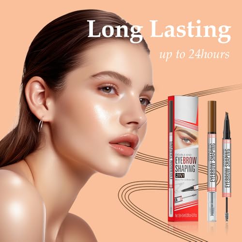 4-Fork Tip Eyebrow Pencil 2-in-1 with Gel & Brush, Waterproof