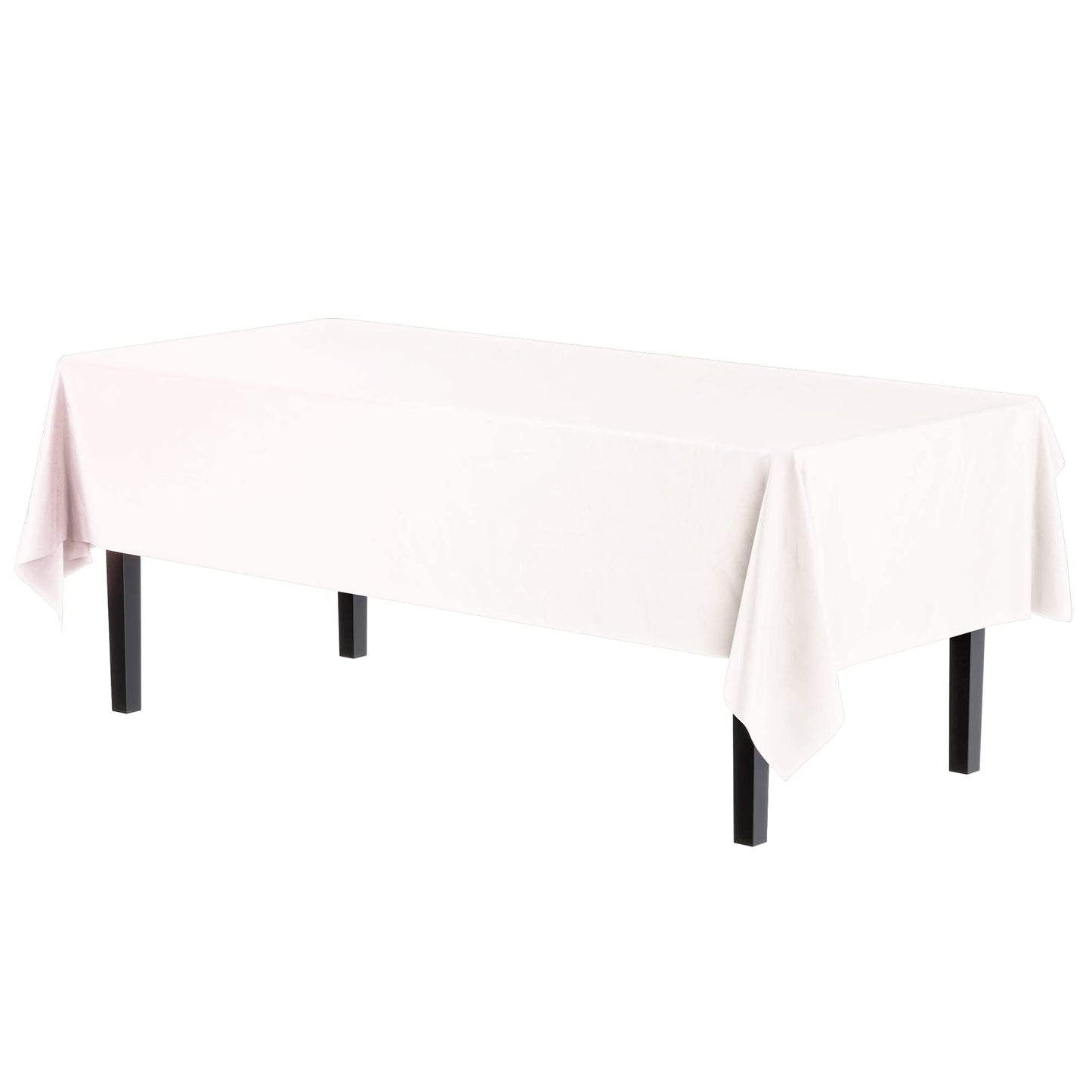 Exquisite 6-Pack Premium Plastic Tablecloth 54in. x 108in. Rectangle Plastic Table Cover - White