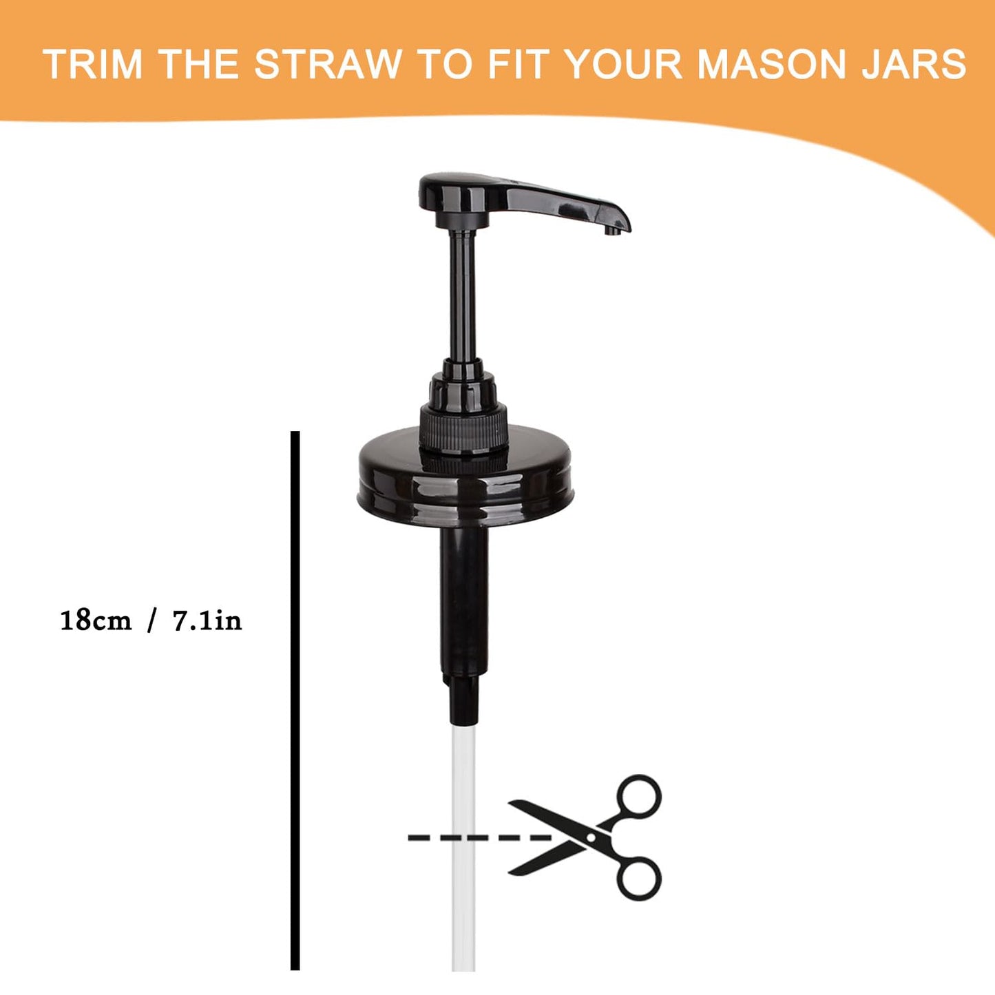 2 Pack Mason Jar Syrup Dispenser Pump Lids, Coffee Syrup Dispensers for Regular Mouth Mason Jars with Rust Proof Plastic Pumps and lids, Kitchen Food Grade Honey Dispenser Pump, Black