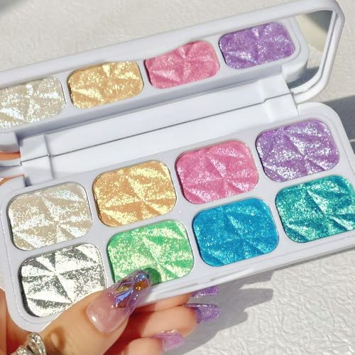 COOL STORY Shimmer 8 Color Face Cheek Highlighter & Eyeshadow Makeup Palette