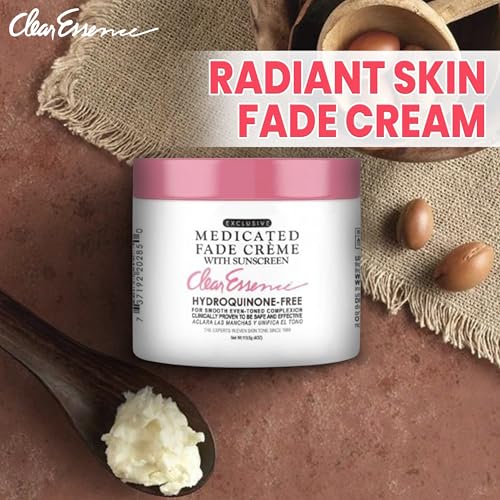 Clear Essence Exclusive Medicated Fade Creme With Sunscreen - Fade Cream For Dark Spots - Beauty Cream for Glowing Skin Complexion - Skin Care (4 Oz.)