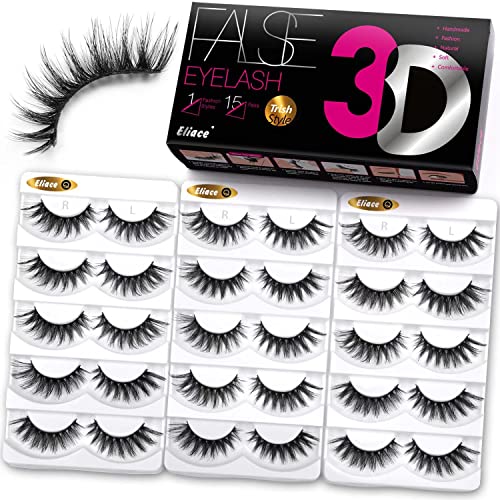 Eliace 3D Mink Lashes 15 Pairs Cat Eye Wispy Fake Eyelashes