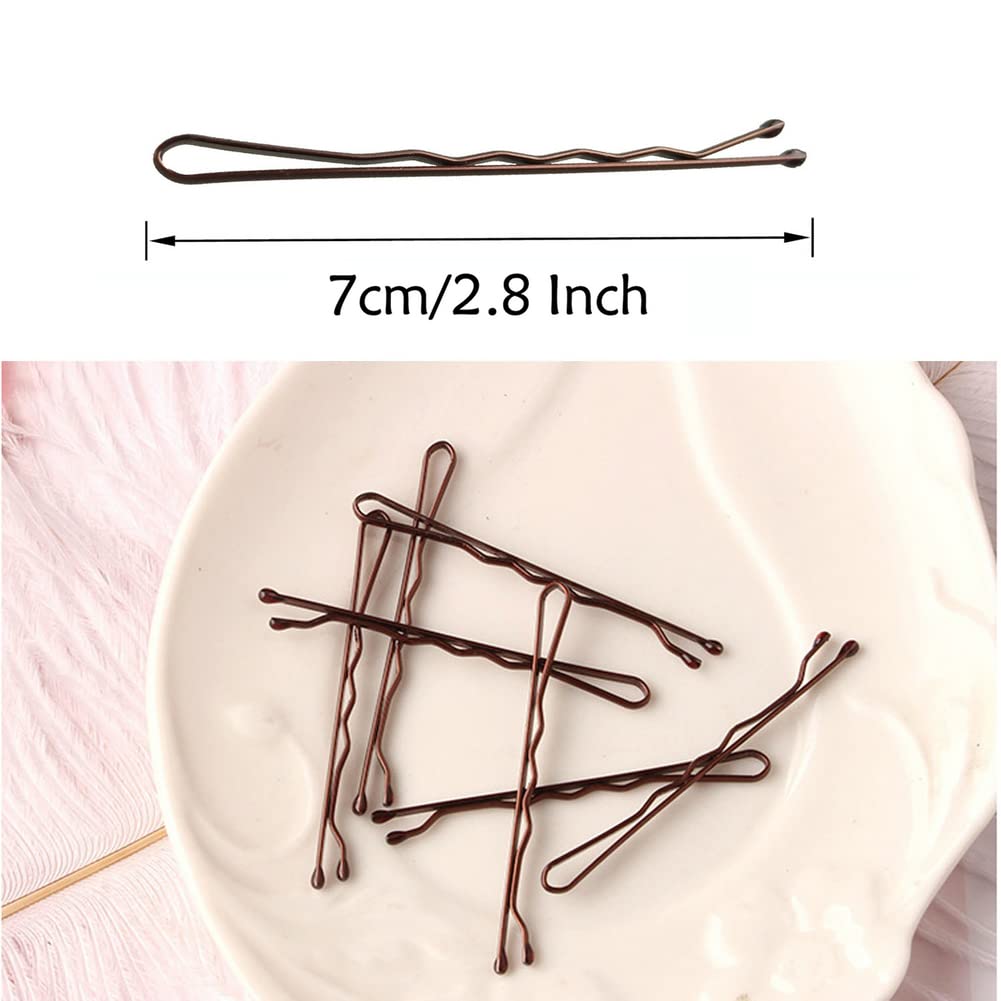 YINGFENG 220pcs 2.76 Inch Large Bobby Pins Brown for Women, Jumbo Hair Bobby Pins, Long Bobby Pins with Box, Reusable Non Slip Hair Pins, Big Bobby Pins Great For Thick Hair