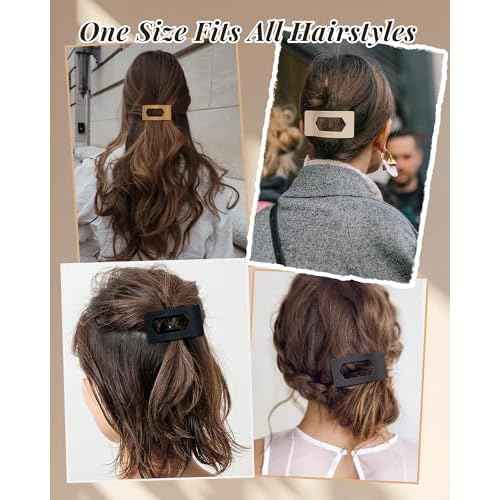 Mesovor 6 Pack Flat Claw Clips for Women, Strong Hold French Flat Hair Clips for Thick Thin Hair | 3.94" Nonslip Large Square Lay Flat Hairclips (Neutral Matte)