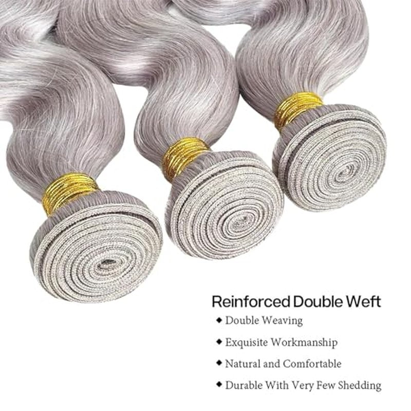 Grey Body Wave Hair Bundles 26 28 30 Inch | Brazilian Virgin Human Hair