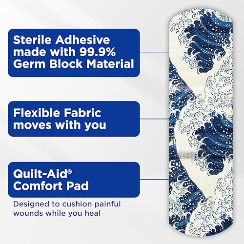 Band-Aid Fabric Adhesive Bandages Hokusai Art Design 50ct