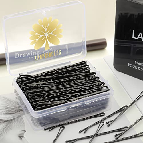 KANPRINCESS 100PCS Black Bobby Pins for All Hair Types