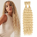 Freiuoke Blonde Braiding Hair 14 Inch Deep Curly Wave 2 Bundles Human Hair