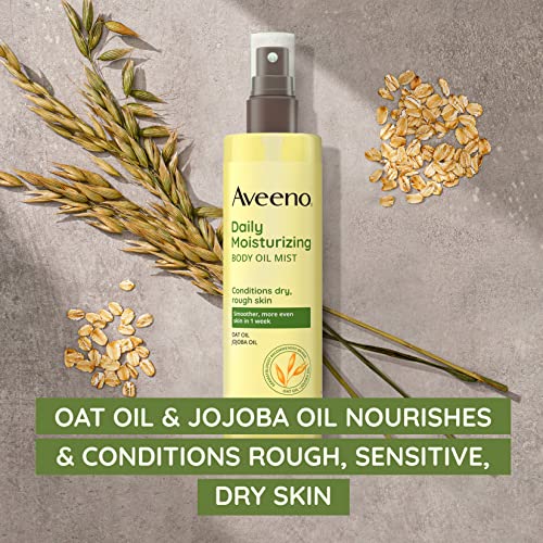 Aveeno Daily Moisturizing Body Oil Mist with Oat & Jojoba Oil for Dry Sensitive Skin,Nourishing Body Spray for Smoother Skin,Paraben-,Silicone- & Alcohol-Free,6.7 fl. oz,(Pack of 4)