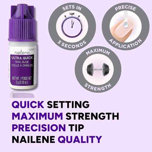 Nailene Ultra Quick Nail Glue - Durable, Easy to Apply False Nail Glue ? Repairs Natural Nails ? Quick-Drying Nail Adhesive Lasts Up to 7 Days - 3 g/0.10 oz - 6 Pack