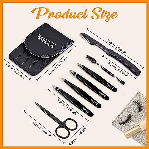 TsMADDTs 7-Piece Stainless Steel Tweezers Set for Eyebrows