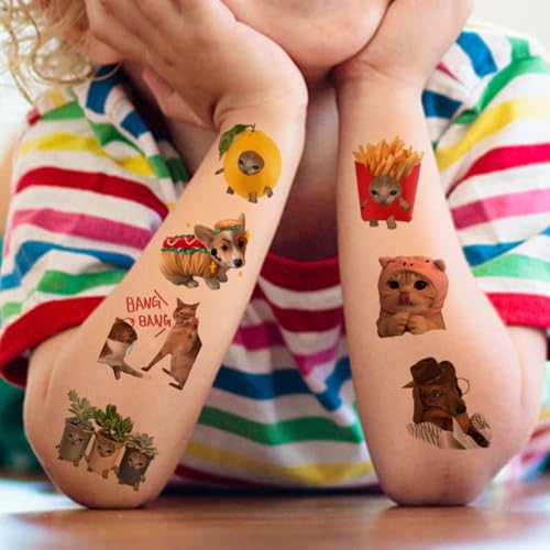 Cat Dog Temporary Tattoos for Kids - 74 Sheets Party Favors