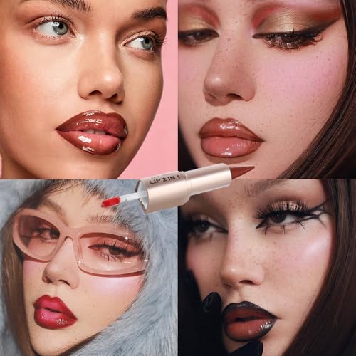 Dual-End Lip Liner & Gloss Set - Caramel Brown Matte