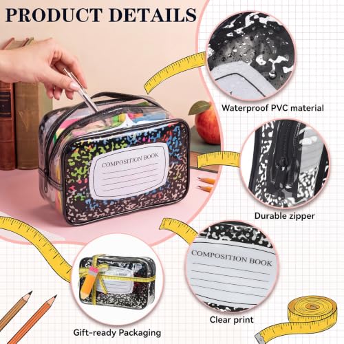 Clear Cosmetic Bag Gift Set 12 Pouches with Pen Cards, Ribbon – Teacher Appreciation Bulk