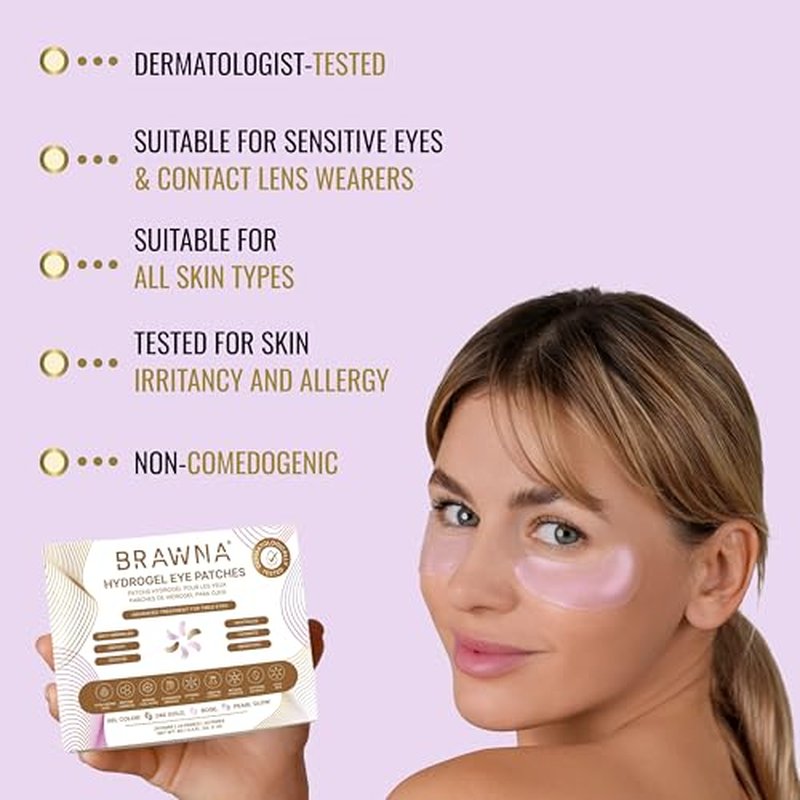 BRAWNA Hydrogel Under Eye Patches - 24 Pairs with Retinol & Hyaluronic Acid