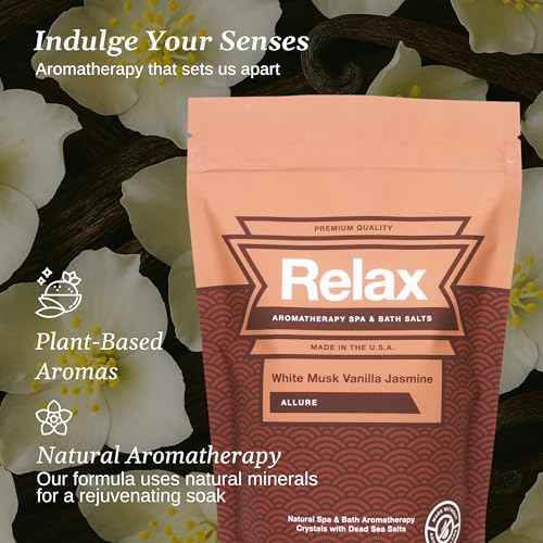 Relax Spa & Bath, Epsom & Dead Sea Salts, Aromatherapy Bath Salts for Hot Tub, Bath, or Spa, Infused with Magnesium, White Musk Vanilla Jasmine