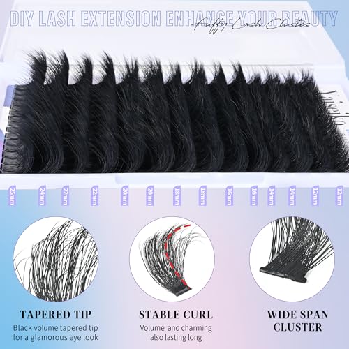 300D Lash Clusters Extensions 12-25mm Volume Wispy Individual Eyelashes