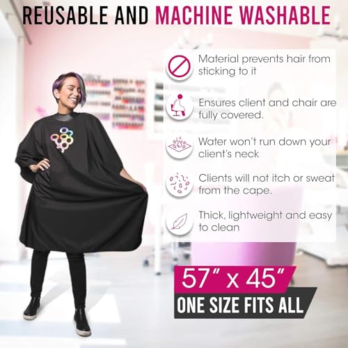 FRAMAR Black Cutting Cover Hair Cutting Cape for Adults, 57x45 in