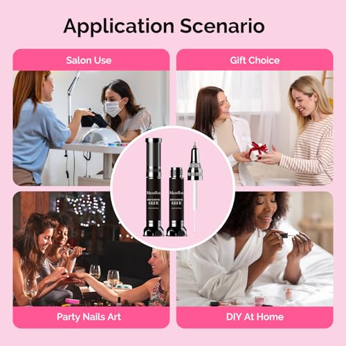 MelodySusie Rhinestone Glue Gel 8ml*2 with Brush for Nail Gems & Charms - Long Lasting