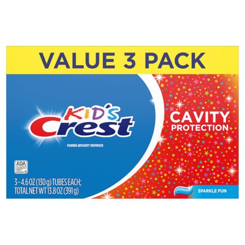 Kids Cavity Protection Toothpaste Pack of 3 - Sparkle Fun Flavor, 4.6 oz