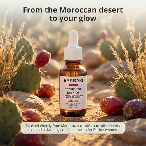 BARBARI Prickly Pear Oil ? Hydrating & Revitalizing Face, Hair & Body | Luxury Generally Used on Face, Supports Skin Elasticity & Radiance, Multi-Purpose (15ml)