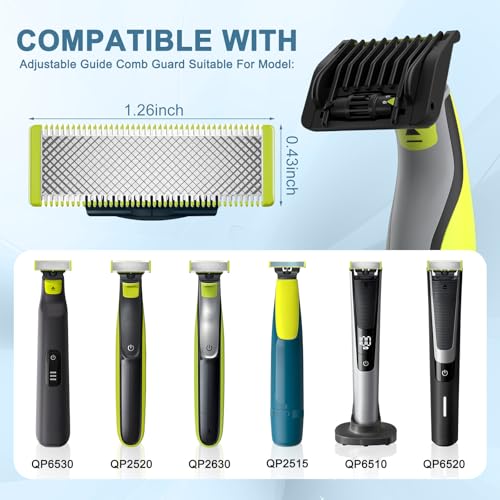 6-in-1 Adjustable Beard & Hair Trimmer Guard Set for QP Series, Skin-Friendly, Easy Snap-On