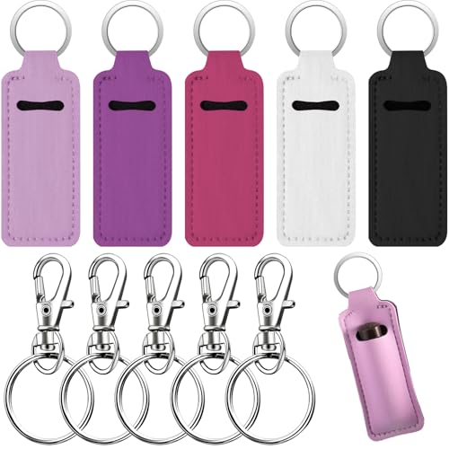 5 Pcs Chapstick Keychain Lip Balm Holder - Portable Chapstick Holder Key Chain Lip Gloss Holder Keychain with Clip Gift for Women