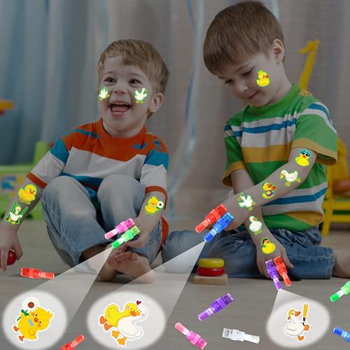 72 PCS Duck Party Favors Set - LED Finger Lights & Glow Tattoos