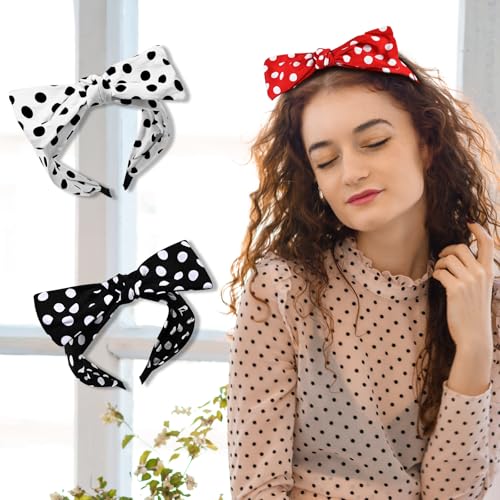 Polka Dot Bow Headband for Women - Retro Style Hair Accessory