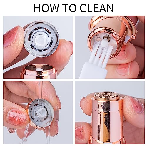 Facial Hair Removal for Women Painless Hair Remover, Waterproof Shaver Razor Hair Remover with LED Light for Face Bikini Peach Fuzz Upper Mustache Lip Chin (Rose Gold)